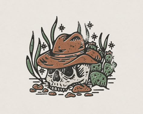 Desert With Cactus, Cowboy Skull, Western Prints, Gfx Design, Western Tattoos, Country Cowboy, Boho Country, Inspiration Tattoo, Tattoos Geometric