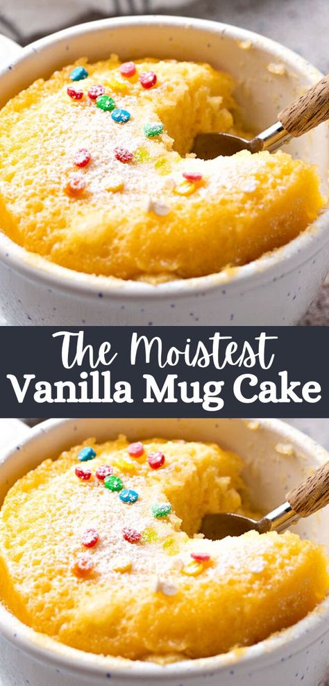 Satisfy your sweet tooth in minutes with our Vanilla Mug Cake, a quick and delightful treat that's perfect for any occasion. Click to see more and follow us for a world of delicious recipes that will make your kitchen the heart of your home! Mug Dessert Recipes, Vanilla Mug Cake, Microwave Mug Cake, Microwave Mug Recipes, Microwave Mug, Microwave Dessert, Easy Mug Cake, Vanilla Mug Cakes, Mug Cake Recipe