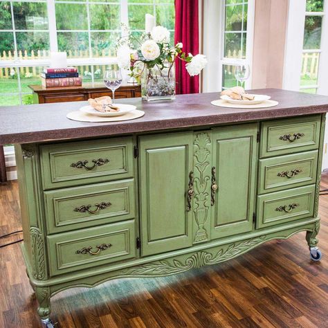 12 best DIY kitchen island -  The Family Handyman - dresser island kitchen #kitchenfurnitures Dresser Island Kitchen, Dream Kitchen Island, Dresser Island, Dresser Kitchen Island, Rustic Kitchen Island, Butcher Blocks, Small Kitchen Island, The Family Handyman, White Kitchen Island