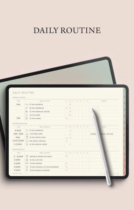 Digital Routines Tracker Morning Routines good notes templates Digital planner IPad Journal Goodnote notioncourseplanner #bestplannersformoms #onenotetemplate #digitalplannerlife🚩 Good Notes Templates, Ipad Journal, Daily Routine Activities, Routine Tracker, Notes Templates, Planner Writing, Ultimate Planner, Asics Running, Planner Ipad