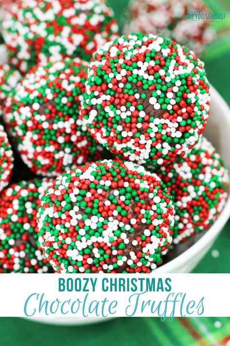 Boozy Christmas Chocolate Truffles • Really, Are You Serious? | Atlanta Mom Blogger | Southern Mom Blog | Parenting and Lifestyle Christmas Chocolate Truffles, 2024 Cookies, Holiday Truffles, Boozy Chocolate, Yummy Christmas Treats, Christmas Truffles, Southern Mom, Rum Balls, Candy Truffles