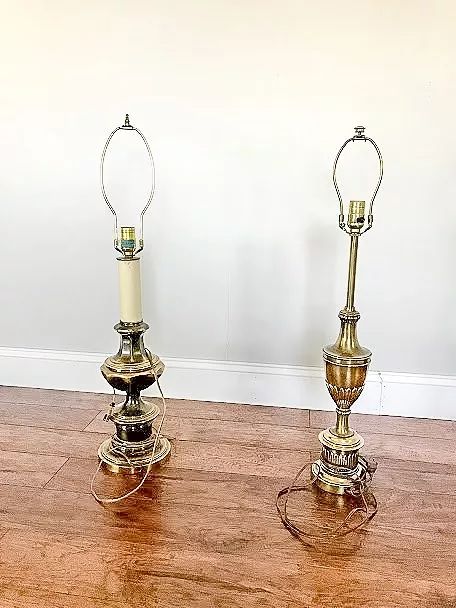 Paint Lamps, Fillable Lamp, Thrift Store Lamp Makeover, Mercury Glass Lamp, Restoration Hardware Inspired, Glass Lamp Base, Lampshade Makeover, Lamp Makeover, Thrift Store Shopping