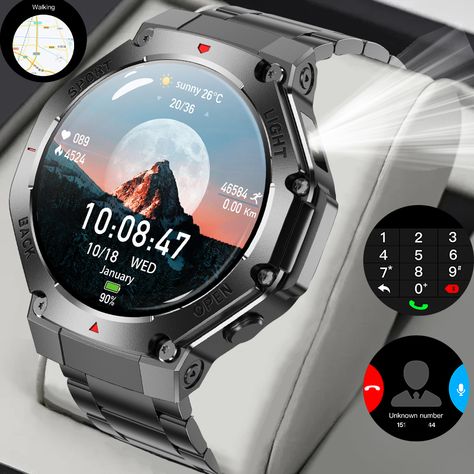 2025 New LED Smart Watch Men's HD AMOLED Bluetooth Call Waterproof Smartwatch Heart Rate Monitoring Smart Watches Men, Heart Rate Monitor, Wearable Device, Heart Rate, Smartwatch, Consumer Electronics, Smart Watch, Led