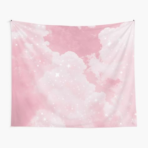 Aesthetic Cotton Candy, Tapestry Bedroom Ideas, Lauren Mitchell, Pink Tapestry, Locker Ideas, Kawaii Room Ideas, Cool Tapestries, Pink Clouds Wallpaper, Tapestry Pink