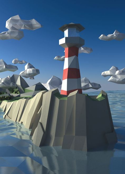 Lowpolyannia Lighttower Low Poly Character, Low Poly Games, Polygon Art, 3d Landscape, Low Poly Art, Low Poly Models, 3d Modelle, 3d Studio, Low Poly 3d