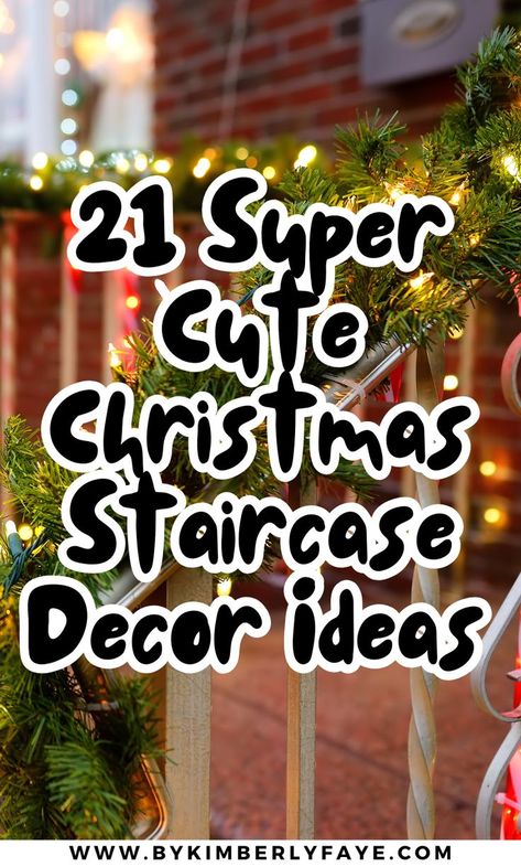 Prepare for the best Christmas with these 21+ Super Cute Christmas Staircase Decor Ideas That Are Traditional, christmas staircase decor railings, christmas staircase decor banisters, christmas staircase decor ideas, christmas staircase decorations, christmas staircase decor railings easy, christmas staircase decor simple Xmas Bannister Decorations, Decorate Steps Staircases, Decorating Steps For Christmas, Modern Staircase Christmas Decor, Stockings On Banister Stairs, Christmas Lights On Stairs Railings, Christmas Decoration For Stairs Railings, Easy Christmas Banister Decorations, Christmas Decorations For Banisters