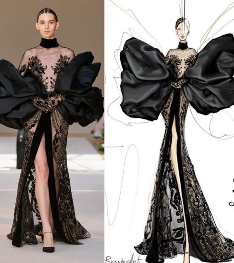 Elie Saab Couture 2022, Name Of Styles, Runway Drawing, Fashion Sketchbook Inspiration, Fashion Dream Job, Fashion Illustration Tutorial, Dolls Art, Fashion Illustrations Techniques, Elie Saab Couture