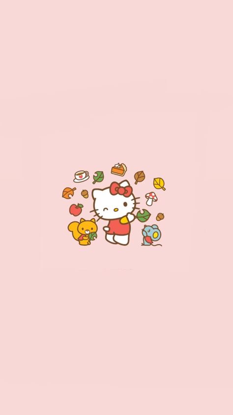 Sanrio Fall Widgets, Sanrio Fall Wallpaper Iphone, Hello Kitty October Wallpaper, Fall Wallpaper Sanrio, Cute Fall Wallpaper Aesthetic Pink, Hello Kitty Halloween Wallpaper Ipad, Fall Hello Kitty Pfp, Y2k Fall Wallpaper, Pink Fall Aesthetic Wallpaper Iphone