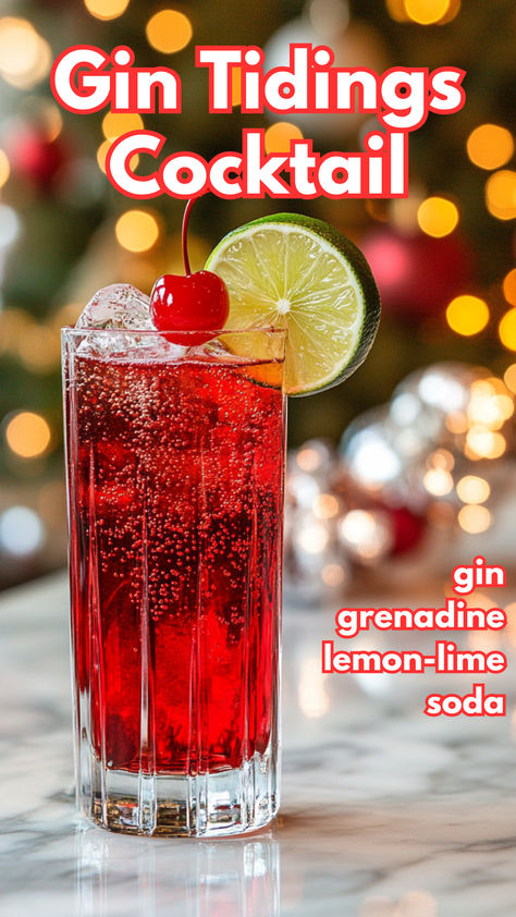 Gin Tidings Cocktail Recipe Christmas Gin Drinks, Hendricks Gin Cocktails, Gin Drinks Recipes, Lemon Gin Cocktail, Gin Cocktails Recipes, Gin Cocktails Easy, Christmas Gin Cocktails, Drinks With Gin, Mixed Drinks Alcoholic