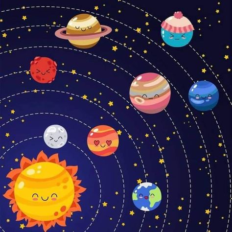 Solar System Doodle, Solar System Cartoon, Solar System Drawing, Solar System Illustration, Planets Of Solar System, Solar System Wallpaper, System Wallpaper, Solar System For Kids, Solar System Art