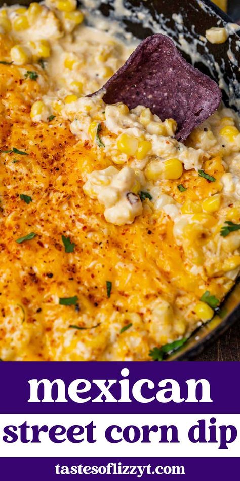 Mexican Corn Dip With Sour Cream, Corn Dip With Cotija Cheese, Street Corn Dip Baked, Good Bbq Sides, Hot Mexican Street Corn Dip Cream Cheese, Hot Mexican Street Corn Dip Recipe, Roasted Mexican Street Corn Dip, Mexican Street Corn Dip Oven, Mexican Street Corn Slow Cooker