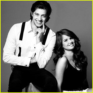 Jessie co-stars Debby Ryan and Chris Galya play dress-up in this new photo shoot taken exclusively for JustJared.com! Chris Galya, Jessie Characters, Debbie Ryan, Jake T Austin, Disney Jessie, Hollywood Tower Hotel, Old Hollywood Movies, Jake T, Debby Ryan