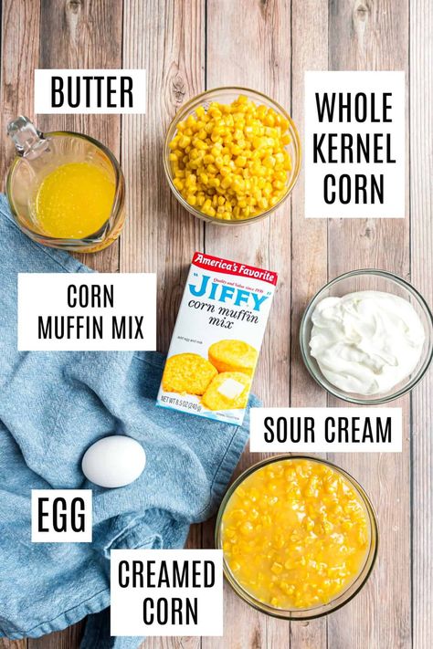 Jiffy Corn Casserole Recipe - Shugary Sweets Gluten Free Corn Casserole, Southern Corn Pudding, Jiffy Corn Casserole Recipe, Corn Soufflé Recipe, Corn Casserole Jiffy, Southern Corn, Corn Pudding Casserole, Jiffy Recipes, Sweet Corn Casserole