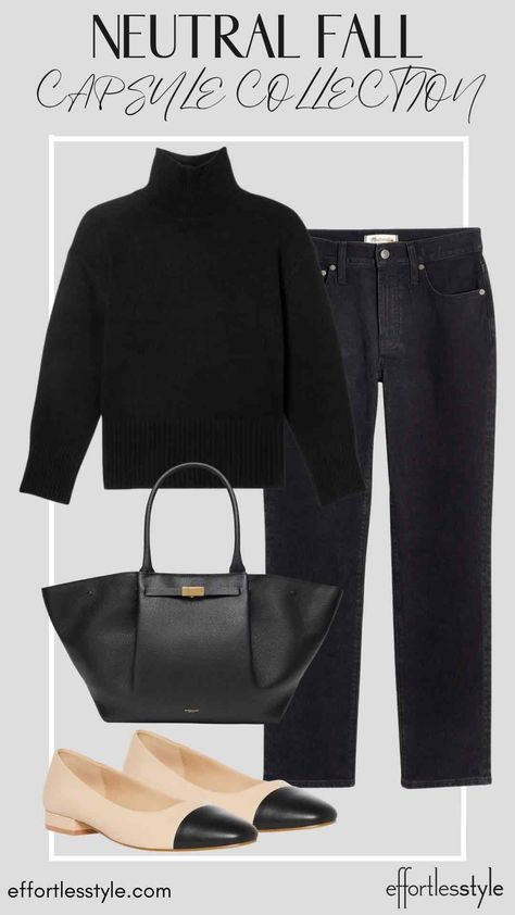 Seattle Vibes, Capsule Wardrobe Black, Black Capsule Wardrobe, Outfit Black Jeans, Black Sweater Outfit, Realistic Fashion, Spring Summer Capsule Wardrobe, Wardrobe Black, Wardrobe Designs