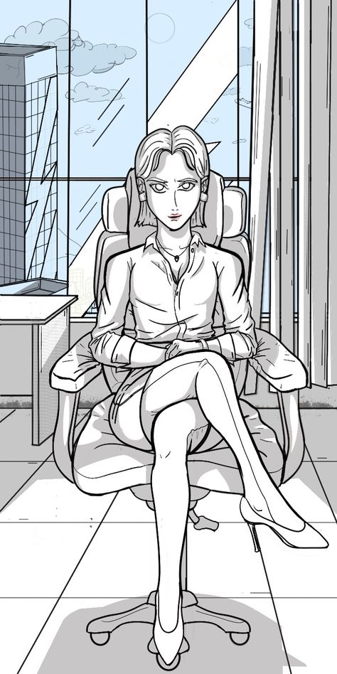 2D drawing of office lady Sitting In Office Chair Pose Reference, Character Sitting Cross Legged, Sitting At Table Drawing Reference, Cross Legs Pose, Person Sitting In Chair Drawing, Sitting At Desk Reference Drawing, Sitting Cross Legged Reference, Crossed Legs Reference, Cross Legged Pose