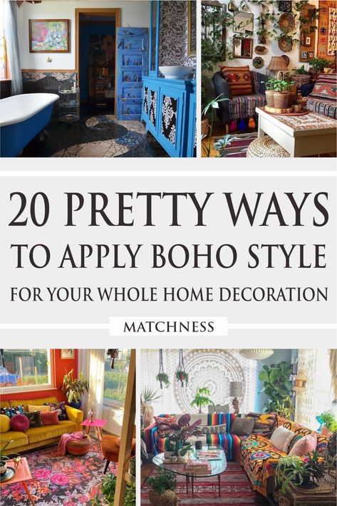 20 Pretty Ways to Apply Boho Style for Your Whole Home Decoration - Matchness.com Bohemian Style Kitchen, Bohemian Style Living, Living Room Design Boho, Zen Living, Boho Kitchen Decor, Monochrome Decor, Bohemian Style Decor, Boho Bathroom Decor, Sunroom Decorating