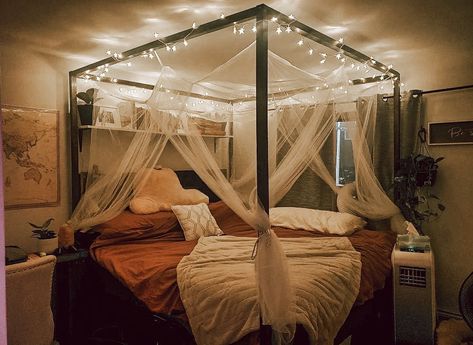 33 Canopy Bed Design Ideas: Transform Your Bedroom into a Luxurious Retreat - placeideal.com Luxury Bedroom Master Romantic Canopy Beds, Canopy Bed Design, Violet Bedroom, Canopy Bed Drapes, Black Canopy Bed, Light Blue Rooms, Bold Bohemian, Canopy Bed Diy, Canopy Bed Curtains