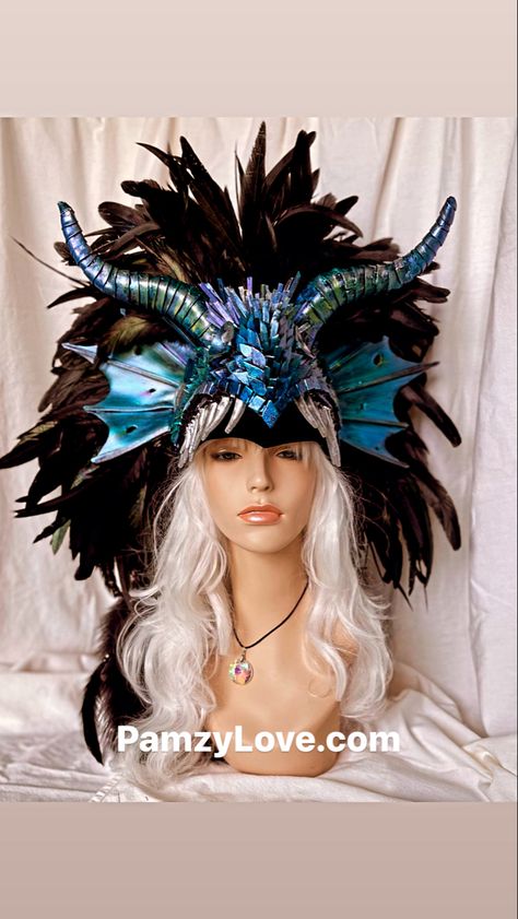 dragon, Headpiece Halloween festival, Mardi Gras Halloween ball headdress Game of Thrones handmade by pamzylove.com Dragon Headpiece, Craft Miniature, Halloween Ball, Wedding Headpieces, Head Pieces, Anime Clothes, Halloween Stuff, Fantasy Makeup, Headpiece Wedding