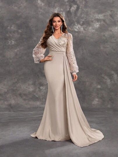 Elegant Evening Gown, Pink Evening Dress, Long Sleeve Prom, Evening Gowns Elegant, فستان سهرة, Prom Dresses With Sleeves, Prom Dresses Long With Sleeves, Evening Dresses Elegant, Khaki Dress