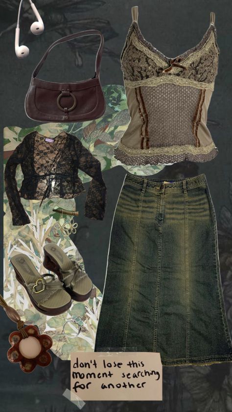 grunge fairy without the wings #fashion #grunge #fairy Grudge Outfits, Spiritual Outfits, Wings Fashion, Fairy Grunge Outfit, Eclectic Outfits, Fairy Grunge Aesthetic, Hippie Grunge, Grunge Fairycore, Downtown Outfits