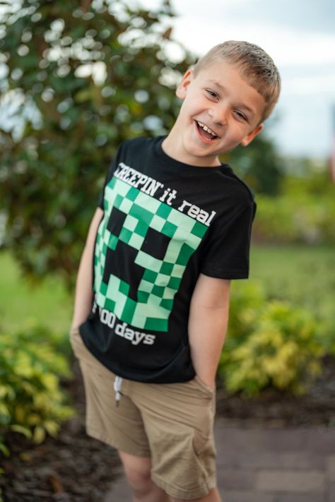 Creepin' it real minecraft shirt for 100 days of school — Casa de Casey Boys 100th Day Of School Shirt, 100th Day Of School Shirts For Boys, 100 Days Of School Minecraft, 100 Days Of School Shirt Minecraft, Boys 100 Days Of School Shirt, 100 Days Of School Shirt Boys, 100 Days Of School Shirt, Real Minecraft, Minecraft Shirts