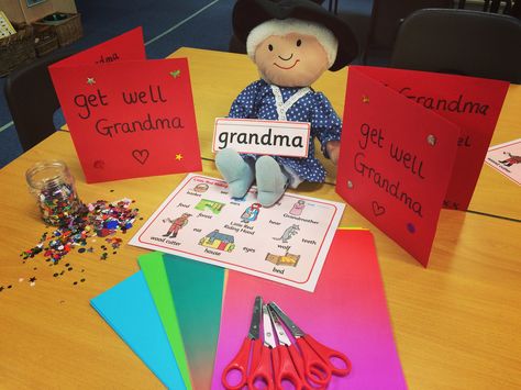 Little red riding hood get well cards for Grandma. Great for independent writing! Red Riding Hood Eyfs Activities, Fairytales Eyfs, Little Red Riding Hood Preschool, Red Riding Hood Eyfs, Little Red Riding Hood Eyfs, Little Red Riding Hood Activities, Red Riding Hood Activities, Cards For Grandma, Fairy Tales Preschool Activities