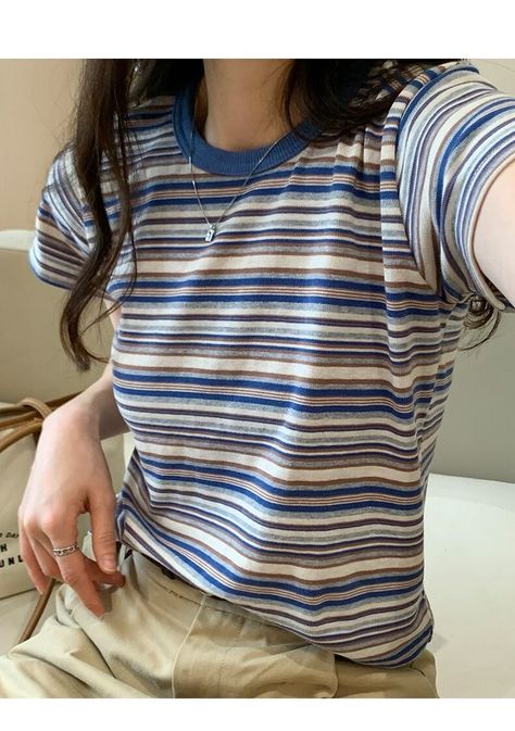 Short Sleeve Shirt Outfit, Striped Clothing, Striped Shirt Women, T Shirt Female, Casual Shirt Women, Stripe Outfits, T Shirts Women, Quick Outfits, Shirt Female