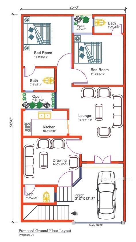 25×50 House Plan, Smart House Plans, Sohail Khan, 30x50 House Plans, 20x30 House Plans, 20x40 House Plans, 30x40 House Plans, Narrow House Plans, Two Story House Design