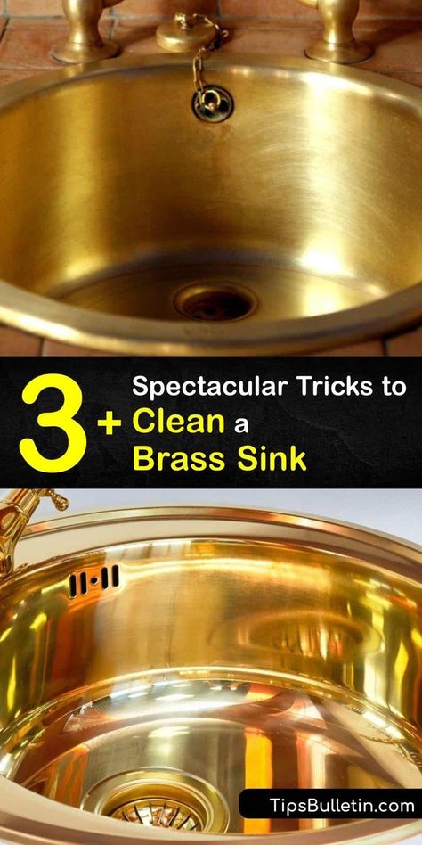 Copper Cleaner, Brass Kitchen Sink, Hard Water Spots, Kitchen Basin, How To Clean Gold, Bronze Sink, Brass Sink, Dish Detergent, Cleaning Techniques