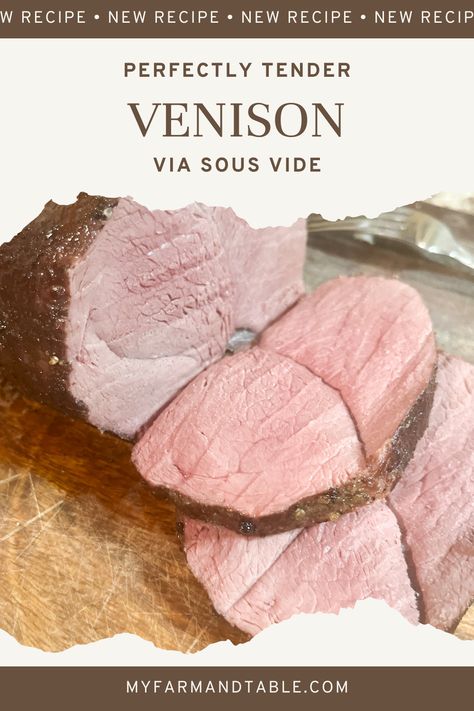 Savor the Game: Perfectly Tender Sous Vide Venison Roast! Discover the art of cooking venison like a pro in our latest blog post. Learn how sous vide method transforms this lean meat into a perfectly tender, flavorful roast every time. Ideal for hunters and game meat enthusiasts looking to enjoy venison at its best. Click to master this technique and impress your guests with a succulent, expertly cooked venison roast. #SousVideVenison #GameMeatGourmet #PerfectRoast #CulinaryTechniques Sous Vide Venison, Cooking Venison, How To Cook Venison, Venison Backstrap, Venison Roast, Game Meat, From Farm To Table, Deer Meat, Red Wine Sauce