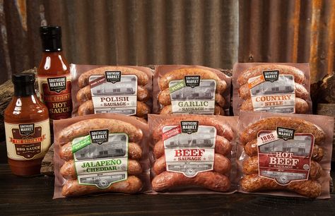 Use the Southside Market Sausage Sampler Set to make these 5 delicious sausage recipes, from cheese dips to stir fry, breakfast muffins and eggs and lasagna. Slow Smoked Brisket, Sausages Packaging, Polish Style, Best Sausage, Polish Sausage, Hot Sausage, Grilled Sausage, Organic Snacks, Beef Sausage