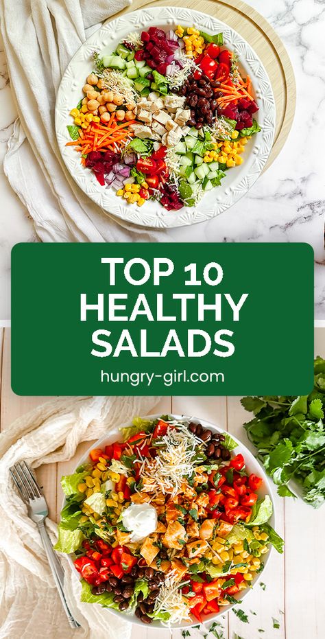 Best Healthy Salad Recipes   Vegetable Chopper Kitchen Tool | Hungry Girl Salad Combos, Ww Salads, Weight Watchers Salad, Spinach Salad With Chicken, Hungry Girl Recipes, Bbq Chicken Salad, Ways To Eat Healthy, Easy Healthy Lunches, Inflammatory Diet