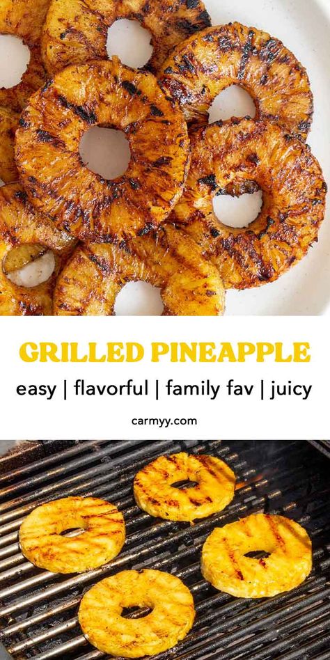 Cooked Pineapple Recipes, Pineapple On The Grill, Pineapple Grill, How To Grill Pineapple, Brown Sugar Grilled Pineapple, Grill Pineapple, Blackstone Ideas, Grilled Pineapple Recipe, Indoor Grill Recipes