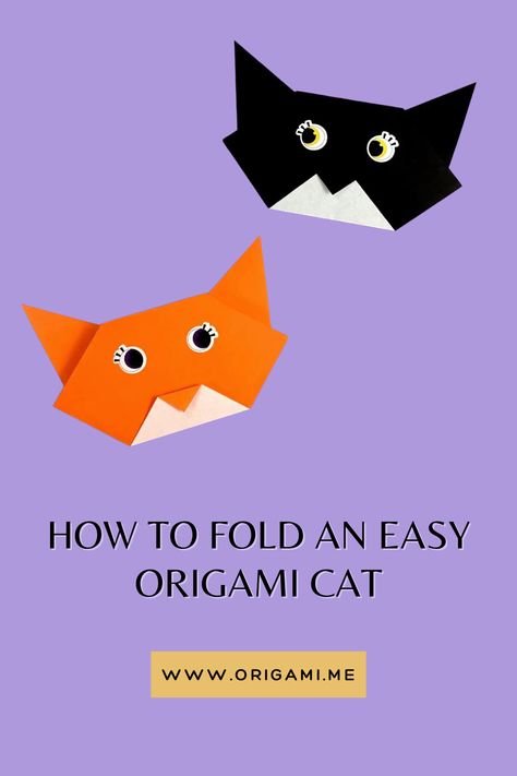 Create an adorable origami cat with this simple tutorial! This fun and beginner-friendly design is perfect for cat lovers and makes a cute decoration or thoughtful handmade gift. Follow our step-by-step guide to craft your own charming paper feline today! Origami Cat Face, Cat Origami, Easy Origami Animals, Origami Animal, Simple Origami, Easy Designs, Easy Origami, Origami Animals, Paper Animals