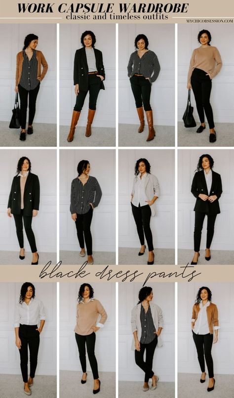 Your Guide to a Chic and Classic Work Capsule Wardrobe - MY CHIC OBSESSION Capsule Work Wardrobe, Black Capsule Wardrobe, Office Capsule Wardrobe, Work Capsule Wardrobe, Classic Work Outfits, Workwear Capsule Wardrobe, Workwear Capsule, Work Capsule, Classic Capsule Wardrobe