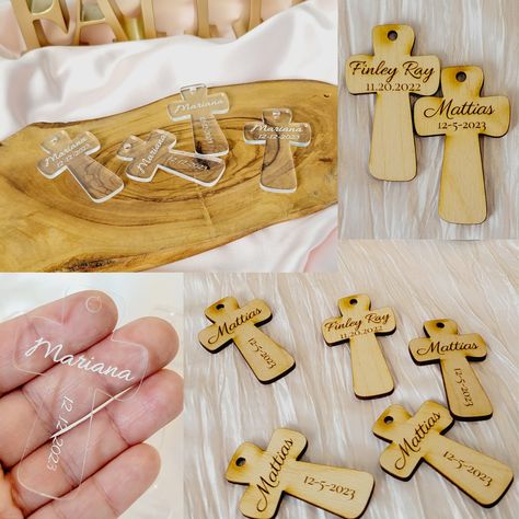 Small wood cross, personalized with the name and date of you love one. make your own favor like key chains, necklace or just put inside a pouch with a nice ribbon. price for bundle of 12 pieces. 2 different material and 2 different way to add the date. size is 2.5 inches high 6.3mm high when ordering  please choose the material  then the option for the date and on the personalization box, add name and date to be engrave example: Mathias 10-12-2023 * There is a maximum of 15 letters for the name remember the longer the text the smaller the text will be. Memorial Favors, Cross Keychain, Engraved Cross, Laser Cut Wood Crafts, Wooden Crosses, Personalized Cross, Wood Cross, Laser Marking, Learn Embroidery