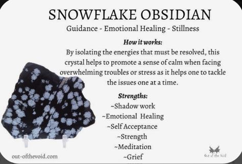 Snowflake Obsidian Meaning, Crystal Meanings Charts, Obsidian Meaning, Wicca Recipes, Crystal Seashells, Crystals Healing Properties, Spiritual Crystals, Herbal Magic, Crystal Therapy