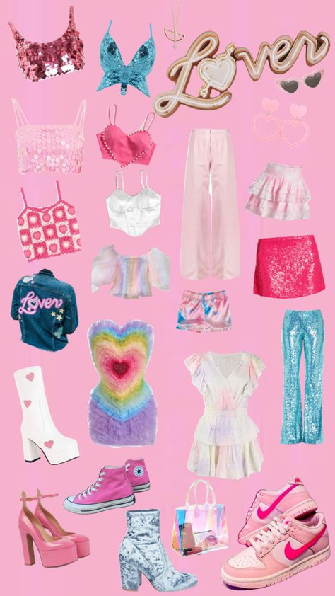 Preppy Outfits Concert, Loved Album Outfits, Lover Theme Outfit, Lovers Tour Outfit, Taylor Swift Lovers Outfit Ideas, Taylor Themed Outfits, Taylor Swift Lover Era Costume, Lover Tour Outfit Ideas, Lover Era Concert Outfit