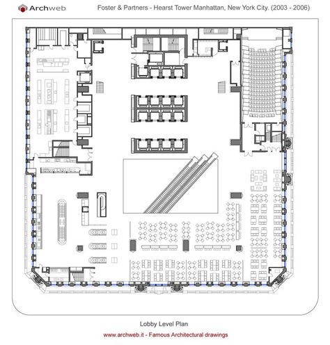 Foster & Partners - Hearst Tower Manhattan, New York City. (2003 - 2006) Tower Plan, Hearst Tower, Contemporary Buildings, Open Stairs, Columbus Circle, Foster Partners, Contemporary Building, Norman Foster, Kanazawa