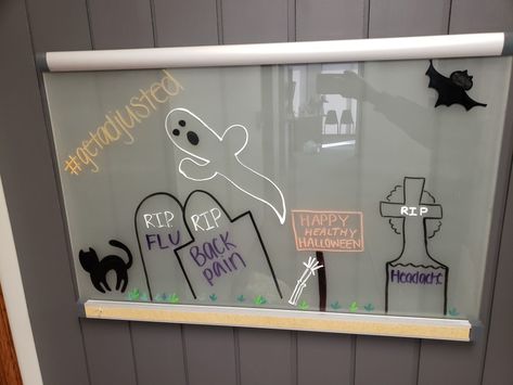 Halloween Chiropractic Boards, Chiropractic Halloween, Chiropractic Office Decor, Chiro Office, Chiropractic Benefits, Chiropractic Art, Office Boards, Chiropractic Quotes, Work Quote