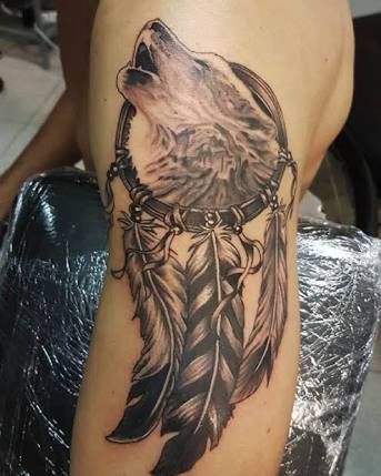 Native Wolf Tattoos For Women, Wolf And Dreamcatcher Tattoo, Wolf Dreamcatcher Tattoo For Women, Indian Wolf Tattoo, Land Tattoos, Wolf Dreamcatcher Tattoo, Country Girl Tattoos, Wolf Tattoos For Women, Wolf Dreamcatcher