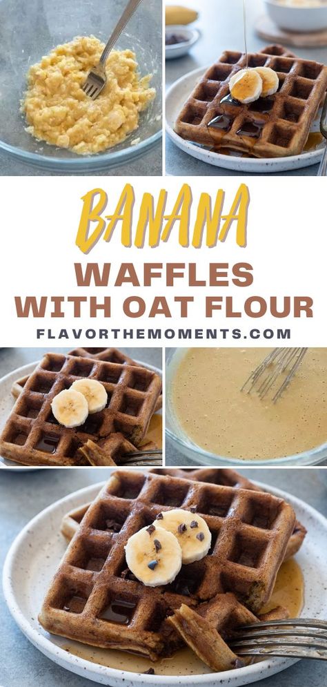 These banana waffles are a healthier way to enjoy waffles as they’re made with 100% whole grain oat flour, which is a good source of fiber, vitamins and minerals. Banana Waffles are light, fluffy and packed with whole grain oat flour and the flavors of banana and warm cinnamon. They're dairy and gluten-free for a healthy meal prep breakfast! Banana Waffle Recipe, Healthy Meal Prep Breakfast, Breaking Fast, Big Banana, Vegetarian Brunch, Easy Breakfast Smoothies, Fruit Vegetable Smoothie, Healthy Gluten Free Breakfast, Banana Waffles