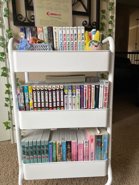 Manga Shelf, Book Cart, Cute Room Ideas, Room Ideas, Bookcase, Shelves, Reading, Books, Furniture