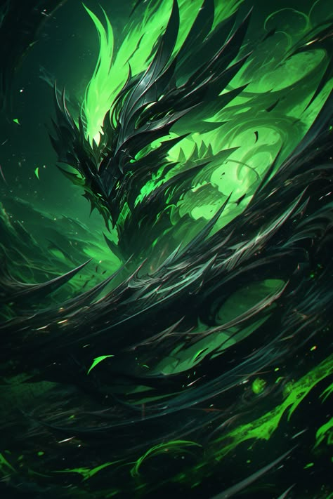 Green Demon Art, Dnd Oni, Black And Green Dragon, Dark Angel Wallpaper, Green Demon, Evil Knight, Arte Grunge, Dark Fantasy Artwork, Devian Art