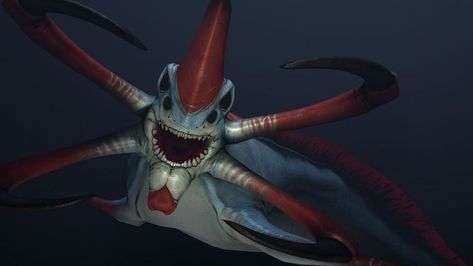 The fearsome Reaper Subnautica Creatures, Subnautica Concept Art, Mythical Creatures Art, Creature Art, Mythical Creatures, Submarine, Concept Art, Batman, Deviantart