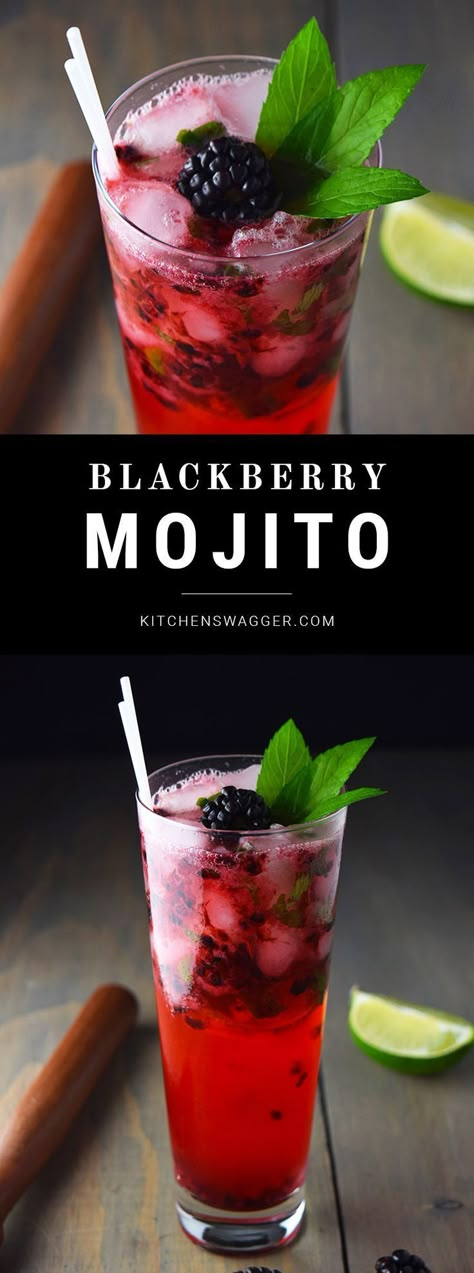 Blackberry mojito recipe made with fresh muddled mint, limes, and blackberries. Blackberry Mojito Recipe, Blackberry Mojito, Mojito Recept, Mojito Cocktail, Mojito Recipe, Fancy Drinks, Alcohol Drink Recipes, Alcohol Recipes, Pisco