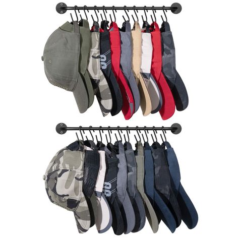 Mkono Hat Rack for Baseball Cap Organizer Hanger with 20 Hooks Modern Metal Holder Wall-Mounted Display for Closet Door Bedroom Entryroom Laundry, Set of 2,Black : Amazon.ca: Home Closet Door Bedroom, Ball Cap Storage, Baseball Hat Organizer, Organize Baseball Hats, Wall Hat Racks, Organizer Hanger, Baseball Caps Storage, Save Closet Space, Hat Organizer