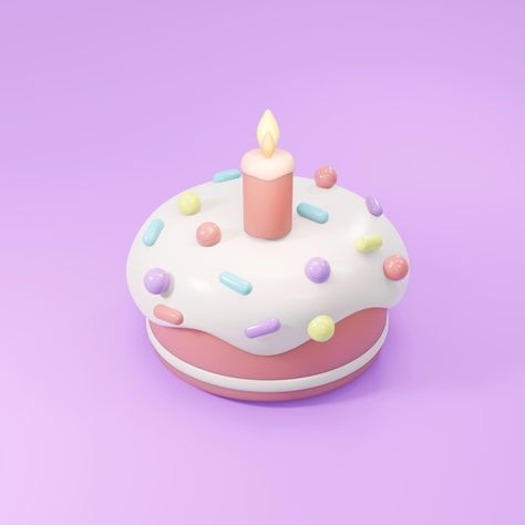 Cake 3d Illustration, Cake Blender, Cake 3d, 3d Things, Dessert Illustration, Pastel Theme, Illustrator Design Tutorial, Birthday Wallpaper, Food Advertising