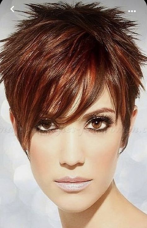 Red Short Hair Pixie, Pixie Haircolor Ideas, Short Hair Long Bangs, Hair Cut Ideas, Short Spiky Haircuts, Short Hair Cut, Short Spiked Hair, Funky Short Hair, Short Red Hair