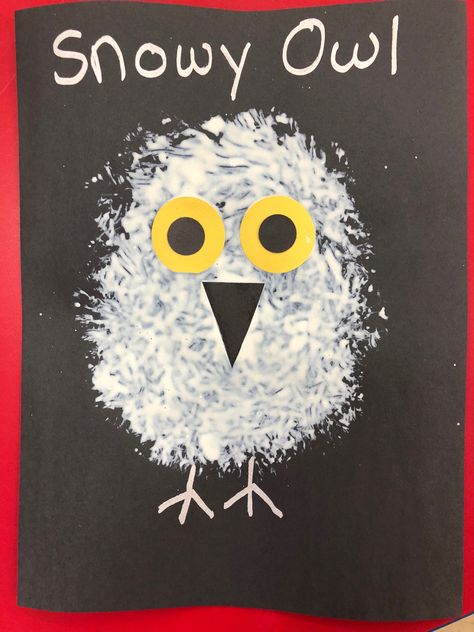 S--Snowy Owl (sponge paint body) Arctic Art For Toddlers, Snowy Crafts For Kids, Snow Animals Crafts For Toddlers, Preschool Winter Animals Crafts, White Crafts For Toddlers, Winter Animal Crafts For Preschoolers, Toddler January Crafts, Winter Owl Craft, Winter Animal Toddler Crafts